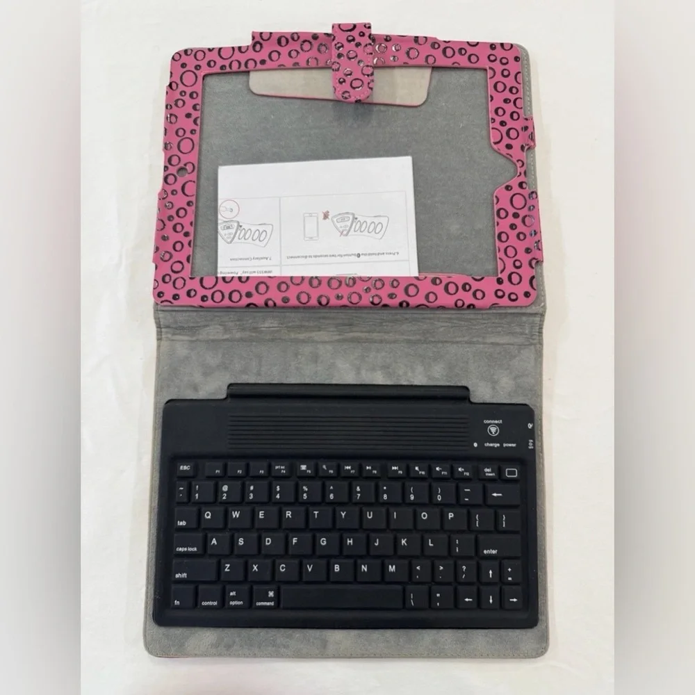 Leather Black And Pink Wireless Keyboard For Ipad‎